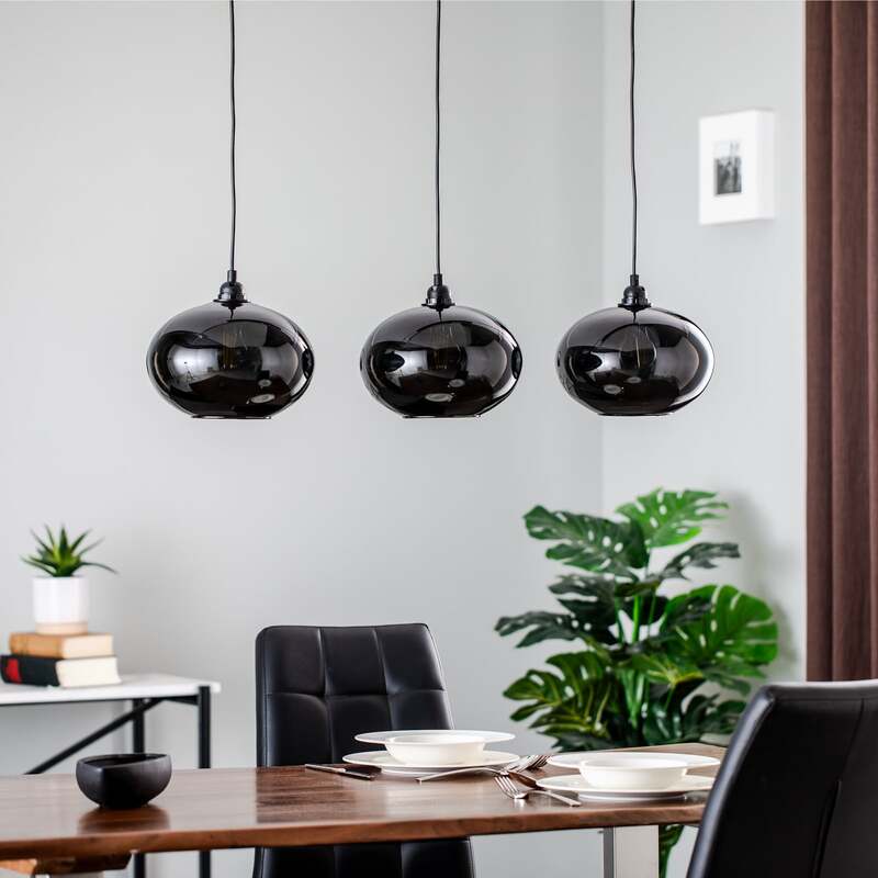 Hängelampe Smoked 052 3-flammig LED Pendelleuchte dimmbar rauchgrau schwarz 97cm - 8681875991802