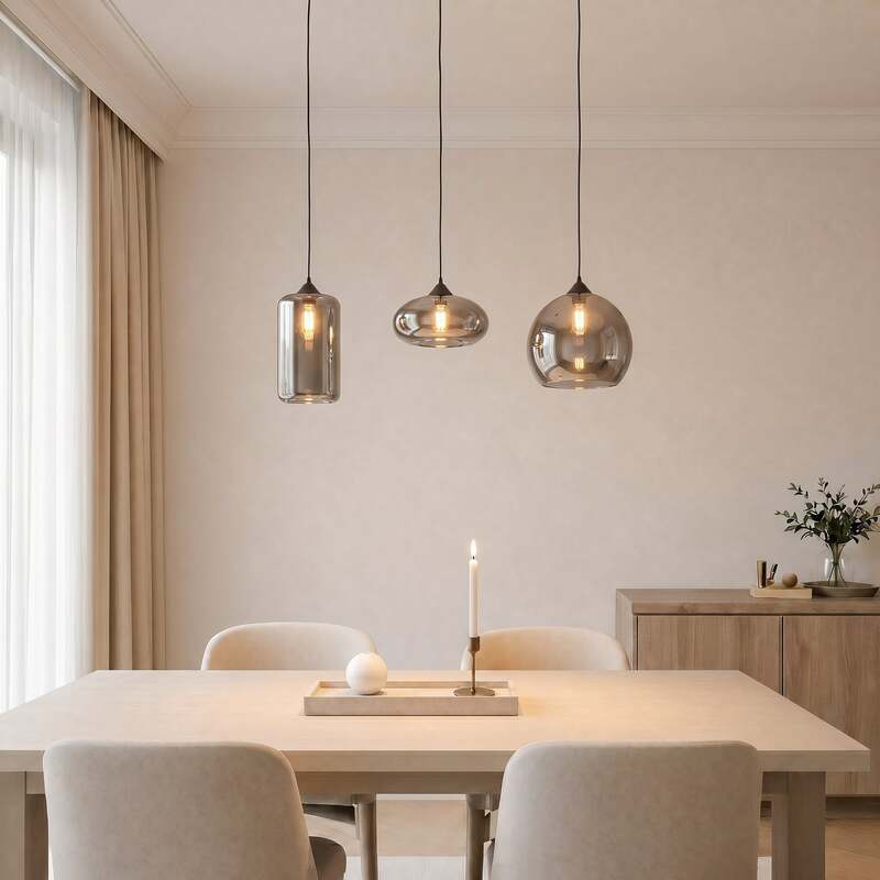 Lindby Pendelleuchte Hängeleuchte Marla LED Lampe 3-flg. dimmbar rauchgrau 102cm - 4251096569766