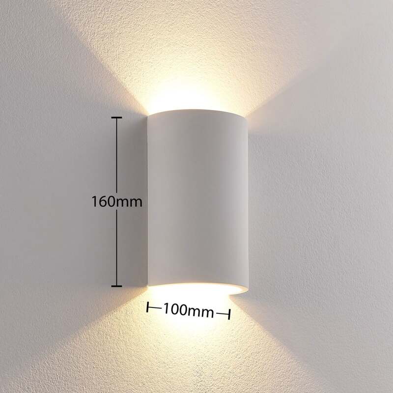 Lindby Wandleuchte Wandlampe Jenke LED Leuchte Gips weiß 16cm Höhe 10cm breit - 4251096535723
