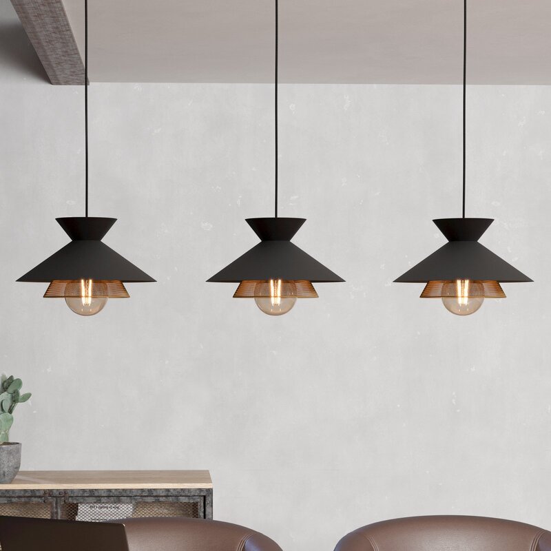 EGLO Hängeleuchte Grizedale Hängelampe Pendelleuchte Lampe Leuchte 3 fl. schwarz - 9002759438869