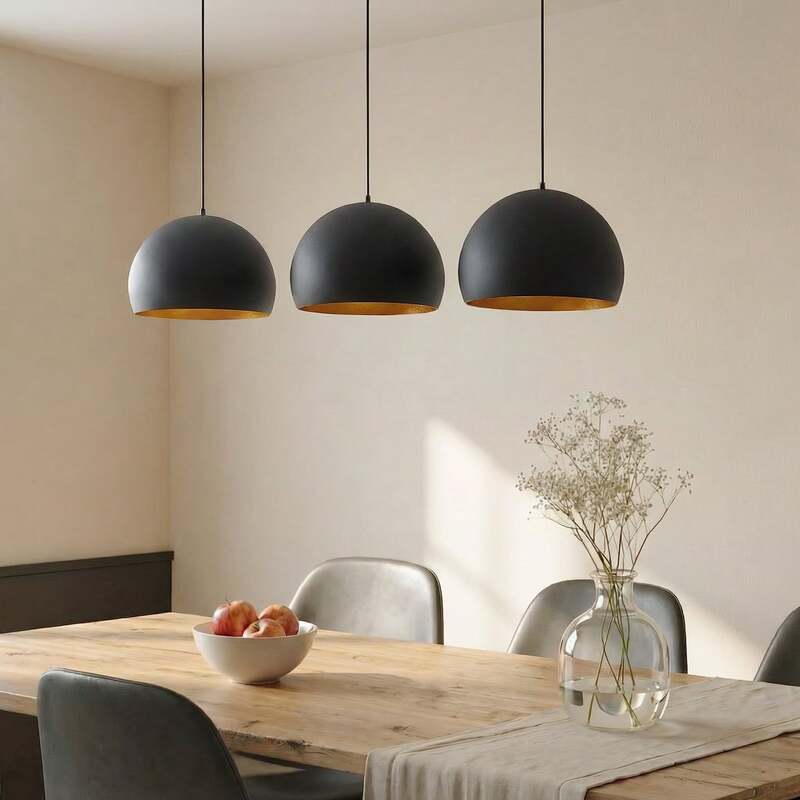 Lindby Pendellampe Hängeleuchte Tarjei LED Lampe dimmbar schwarz-gold 146cm - 4251911703320