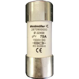 B-Ware Weidmüller Feinsicherung FUSE WSFL 22X58 75A 1K5V GPV 10 Stück Schmelzsicherung