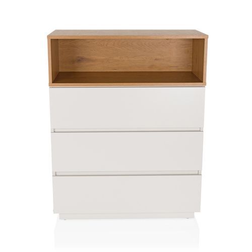 hjh LIVING Kommode Sideboard MELMO K Weiß Eiche Schlafzimmer Wohnzimmer - 4064323038153