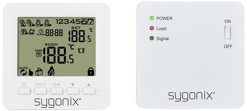 Sygonix Funk-Raumthermostat Thermostat Aufputz Wochenprogramm 1 bis 70 °C weiß - 4064161241609