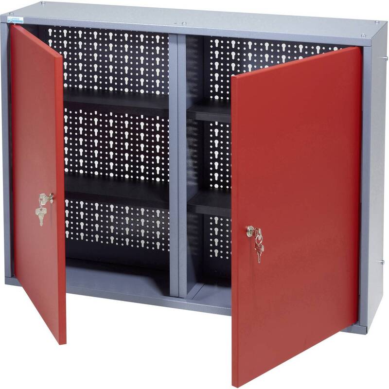 Küpper Werkzeug-Hängeschrank Aufbewahrungsschrank 4 Böden Rot Silber 80x60cm - 2050000980428