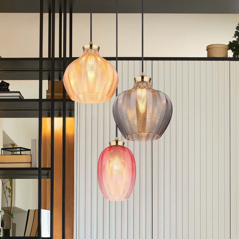 Hängelampe Jessica Ø 45 cm bunt 3-flg Glas Globo dimmbar E27 - 9007371487110