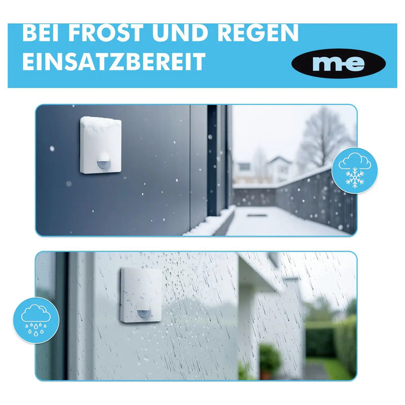 m-e modern-electronics Steckdose Bewegungsmelder 120° IP54 Außenbereich Weiß - 4250109134953