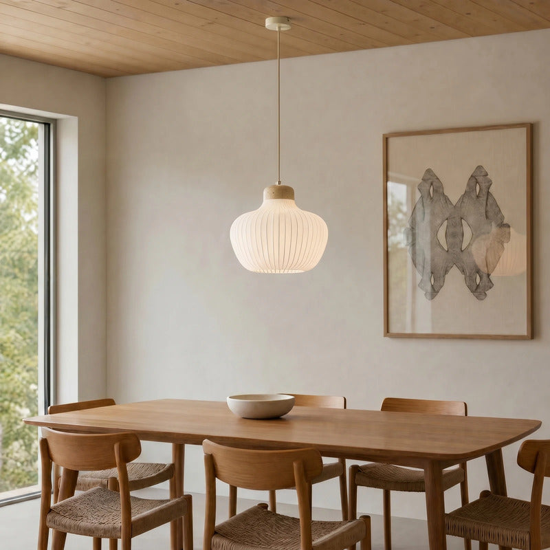 Lucande Hängeleuchte Eloise LED Pendelleuchte Lampe Textil E27 weiß Ø30cm - 4255830913549