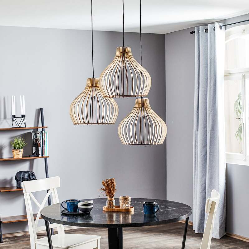 Euluna Hängeleuchte Barrel LED Pendelleuchte dimmbar rustikal Holz schwarz 50cm - 5907623620620