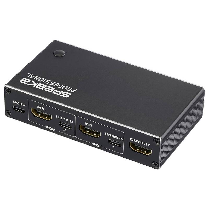 SpeaKa Professional HDMI-Switch KVM-Umschalter Fernbedienung USB 3.0 schwarz PnP - 4064161481401
