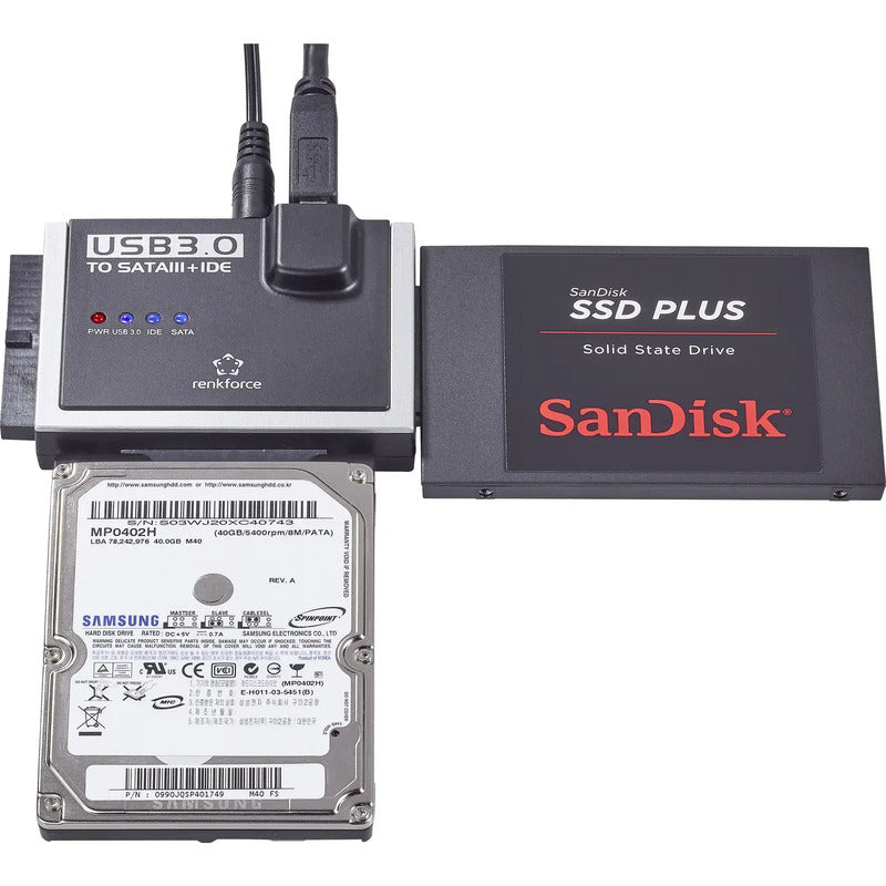 Renkforce USB 3.0 zu IDE+SATA Konverter Externe Festplatte Adapter 2.5-3.5" Kit - 4016138941180