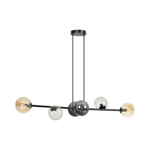 B-Ware Hängeleuchte Glassy 6 Flg Grafit Amber Klar Glas 110 Cm Hängelampe Leuchte Lampe