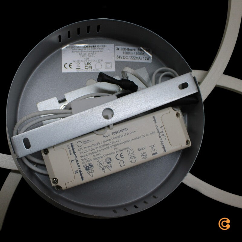 JUST LIGHT Deckenleuchte Lampe LED Ivanka Ringe stahl dimmbar warmweiß Kunststof - 4043689970574