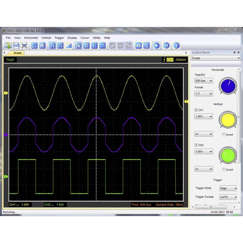 Voltcraft USB-Oszilloskop DSO-2020 20 MHz 2-Kanal 48 MSa/s 1 Mpts 8 Bit DSO - 4016138790269