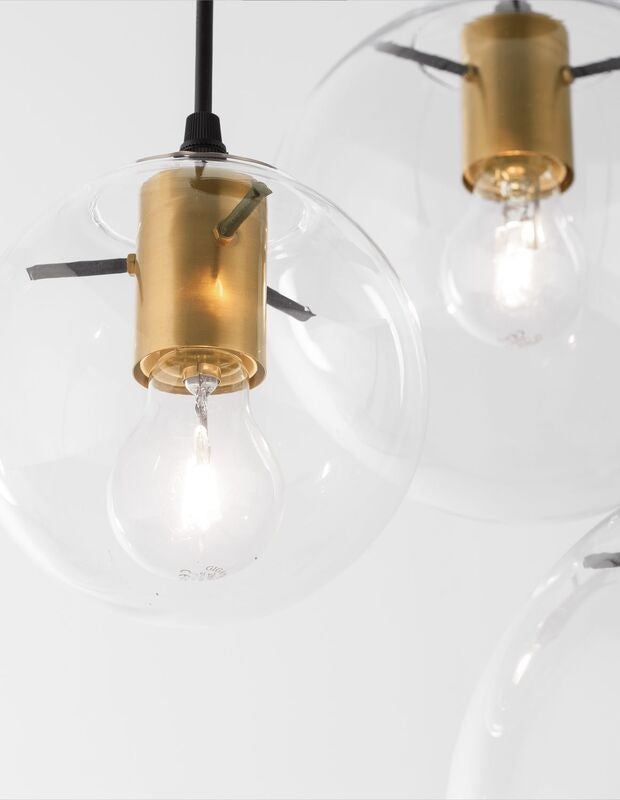 Nova Luce Pendelleuchte Hängeleuchte MIRALE E27 LED Schwarz Glas Metall 3-flg - 5212017420817