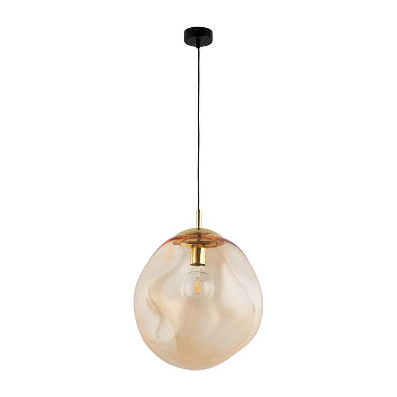 Glas Hängeleuchte Sol LED Pendelleuchte dimmbar schwarz bernstein Ø35cm 185cm - 5901780542610