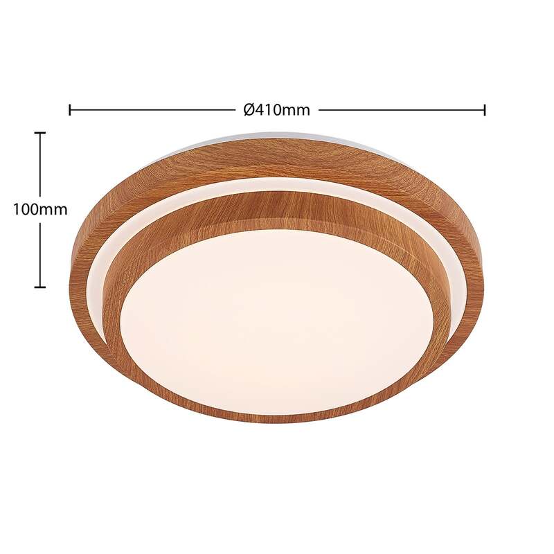 Lindby Deckenleuchte Vaako LED Lampe Leuchte warmweiß Ø 41 cm Holzoptik 10 cm - 4251911700527