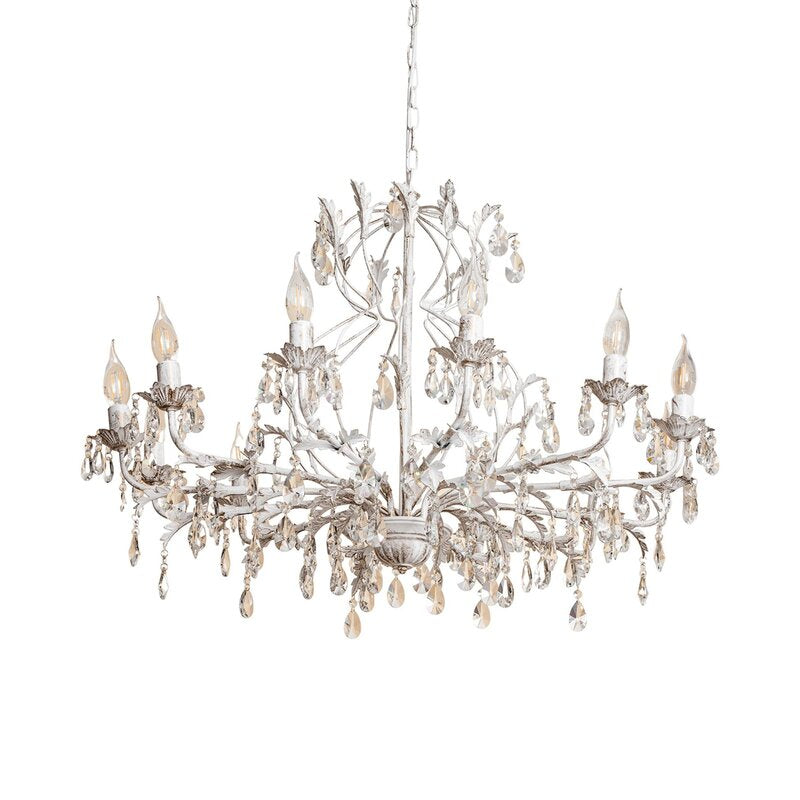 Kristall-Kronleuchter Teresa Hängeleuchte Pendellampe Lampe elfenbein 12-flammig - 8030626526921