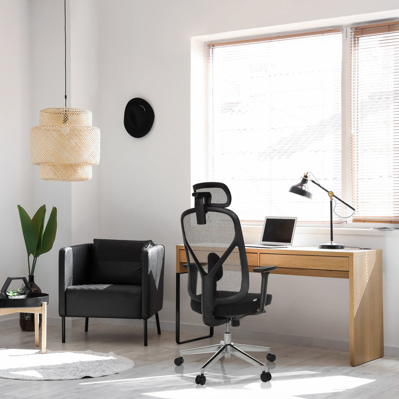 hjh OFFICE Bürostuhl Drehstuhl Chefsessel RALOO PRO Netzstoff Stoff schwarz - 4064323039075
