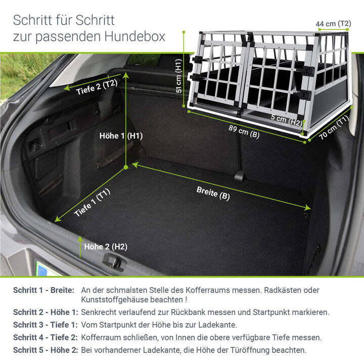 Hundebox Auto Hundetransportbox Alu für mittelgroße Hunde Kofferraum 89x70x51 cm - 4260304769447