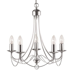B-Ware Searchlight Kronleuchter Maypole satin silber fünfflammig Deckenlampe Lampe Deko
