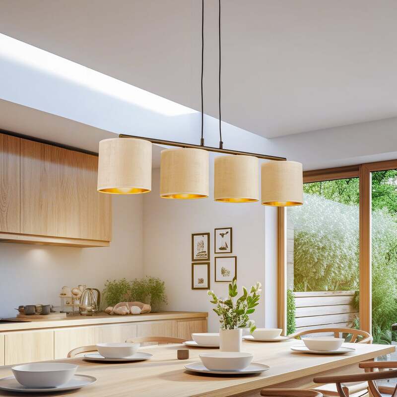 EMIBIG LIGHTING Hängelampe Jari 4fl lang weiß-gold dimmbar 100 cm E27 - 5901738920323