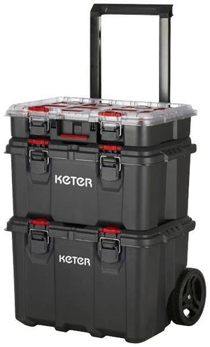 B-Ware STACK N ROLL Werkzeugkasten unbestückt schwarz 150 l 35 kg Keter