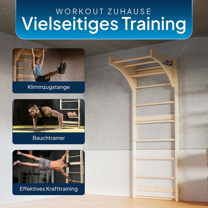 Sprossenwand Erwachsene Klettergerüst Holz Klimmzugstange Fitness 170kg - 4262437185132