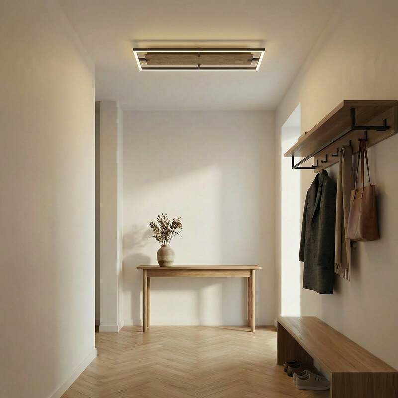 Lucande Deckenleuchte Vectra LED Lampe dimmbar Holz schwarz 100x30cm 3000K - 4255830910999