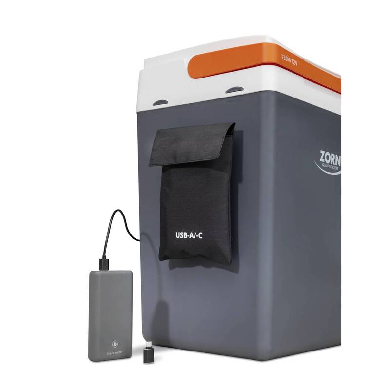 ZORN Kühlbox Z 32 LNE 30L mit Heizfunktion USB-A/-C und Tasche Weiß/Schwarz - 4251702501173