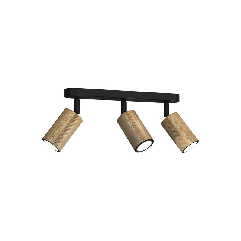 Nise Deckenleuchte Lampe LED Deckenbeleuchtung länglich Stahl schwarz Holz - 5907565970517