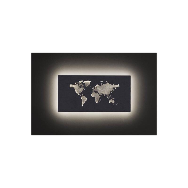WOFI LED Wandlampe LINDA Wandleuchte Weltkarte Wanddekoration Metall silber137 - 4003474391465