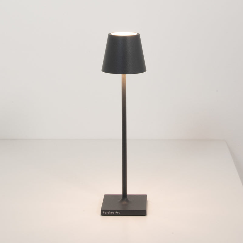 Zafferano Tischleuchte Poldina micro LED dimmbar dunkelgrau IP65 27,5cm hoch - 8054144506494