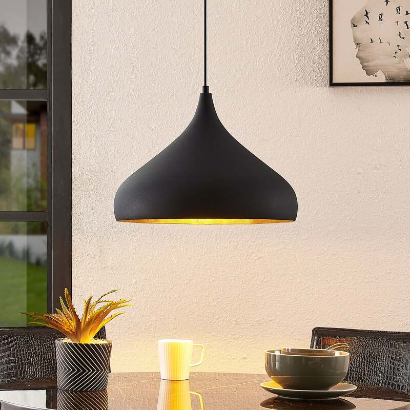 Arcchio Hängeleuchte Lunus Pendelleuchte Lampe dimmbar schwarz gold Ø40,5cm - 4251096586954
