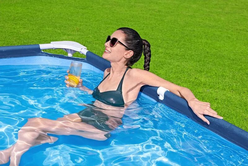 Bestway Stahlrahmen Pool eckig 300x201x66cm blau 3300l Gartenpool Schwimmen - 6941607327999