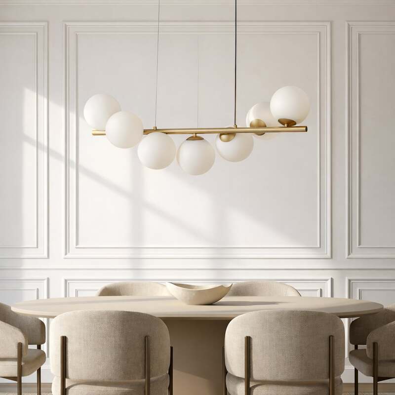 Lucande Hängeleuchte Isandro LED Hängelampe Pendelleuchte dimmbar gold 95cm - 4251911786439