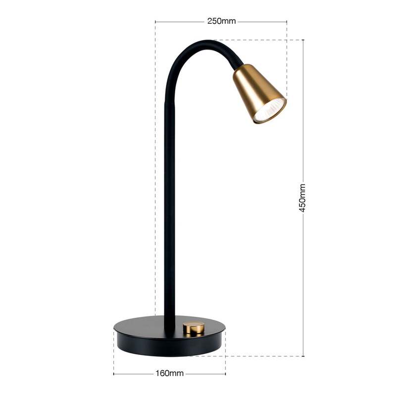 Orion Tischleuchte Tischlampe Dotty Schwarz Gold Leuchte Beleuchtung Wohnzimmer - 9003090281695