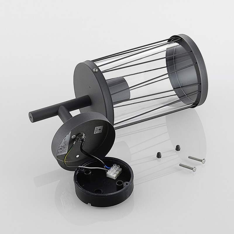 Lindby Yonan AußenWandleuchte Gartenleuchte Terrassenlampe rund dunkelgrau E27 - 4251096575903