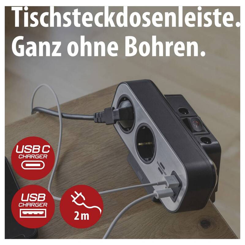 Brennenstuhl Tischsteckdose 10fach Silber USB Schutzkontakt Innenbereich 230V - 4007123682164