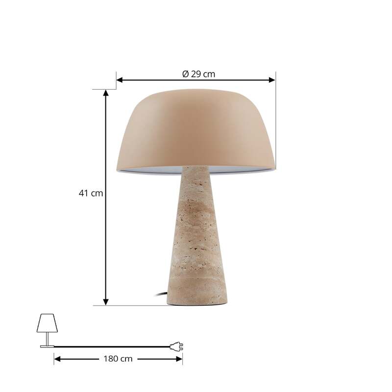 Lindby Tischleuchte Magritt beige Metall Stein 41 cm E27 Schalter am Kabel - 4251911793758