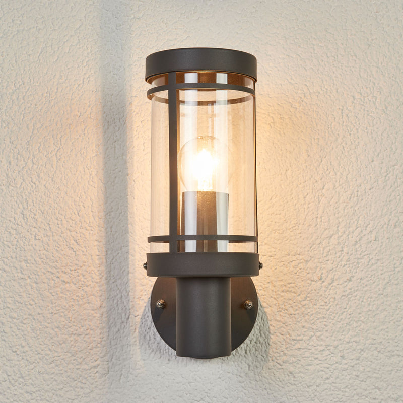 Lindby Außenwandleuchte Djori LED Gartenlampe Edelstahl anthrazit 28,5cm IP44 - 4251096528671