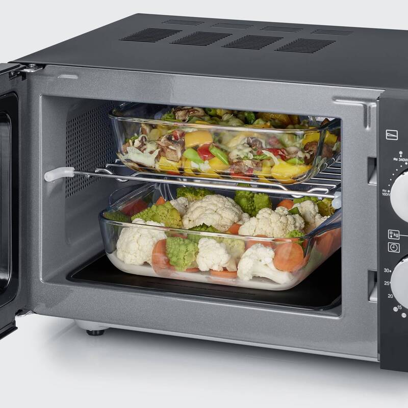 Severin MW Mikrowelle Schwarz Edelstahl 900 W Grillfunktion flacher Glasboden - 4008146037610