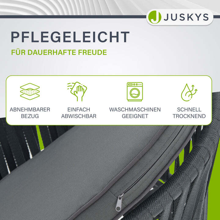 Gartenstuhl Rope 2er Set Stuhl mit Seilgeflecht und Kissen dunkelgrau schwarz - 4262437184661