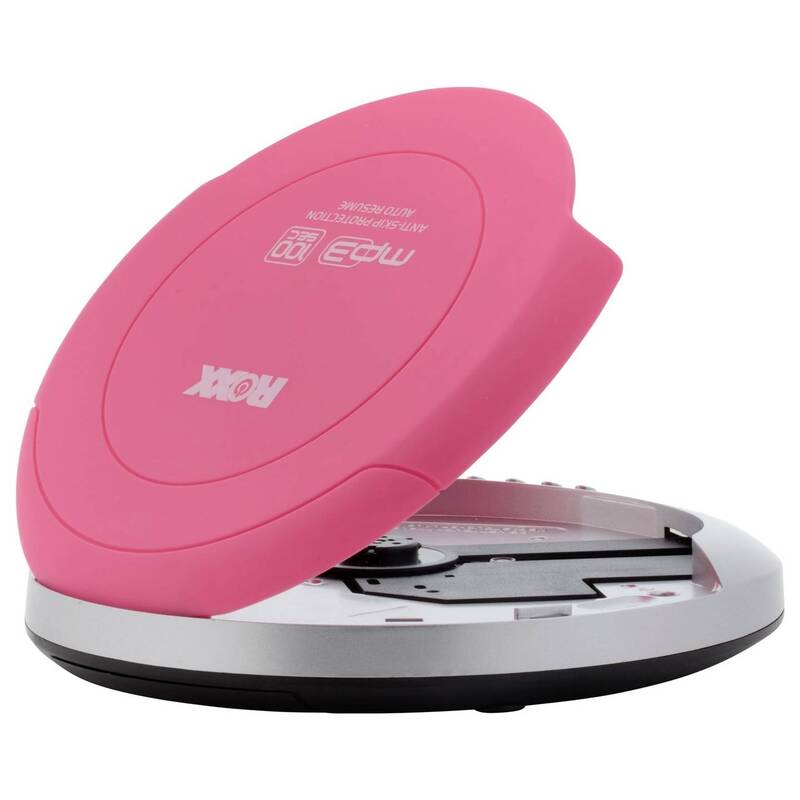 Roxx Tragbarer CD-Player pink MP3 CD-R CD-RW Anti-Schock-Technologie silber 180g - 4260473220411