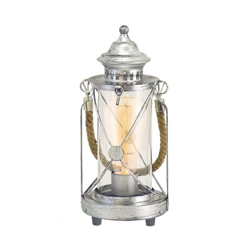 Helle Laternen-Tischleuchte Kirian silber-antik 30,5 cm E27 von EGLO - 9002759492847