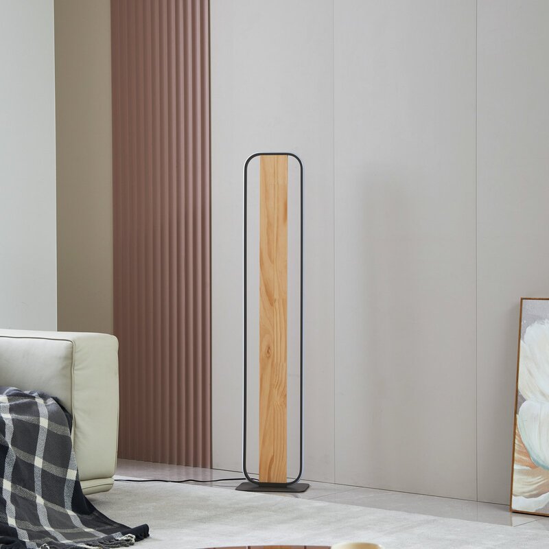 Lindby Stehleuchte Standlampe LED Romilda grau Holz Schalter Kabel 122 cm - 4251911794441