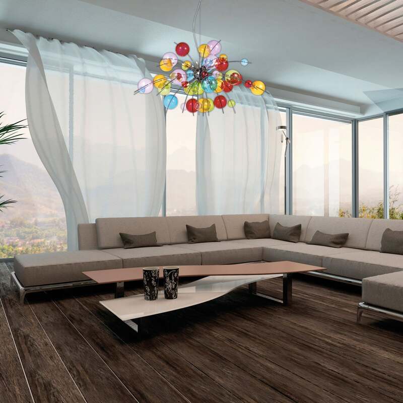 Näve Aurinia Bunte Hängeleuchte 98 cm dimmbar G9 10x20W Glas Metall chrom - 4003222789391