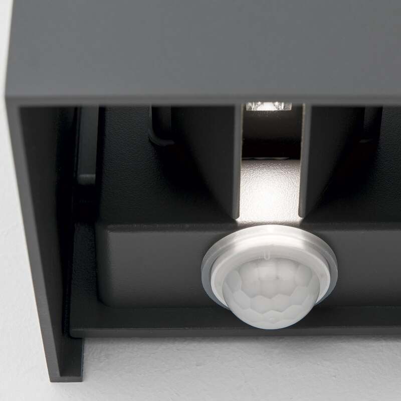 LED-Außenwandleuchte Cube-S anthrazit Metall mit Sensor 2x6W warmweiß IP54 - 9003090277162