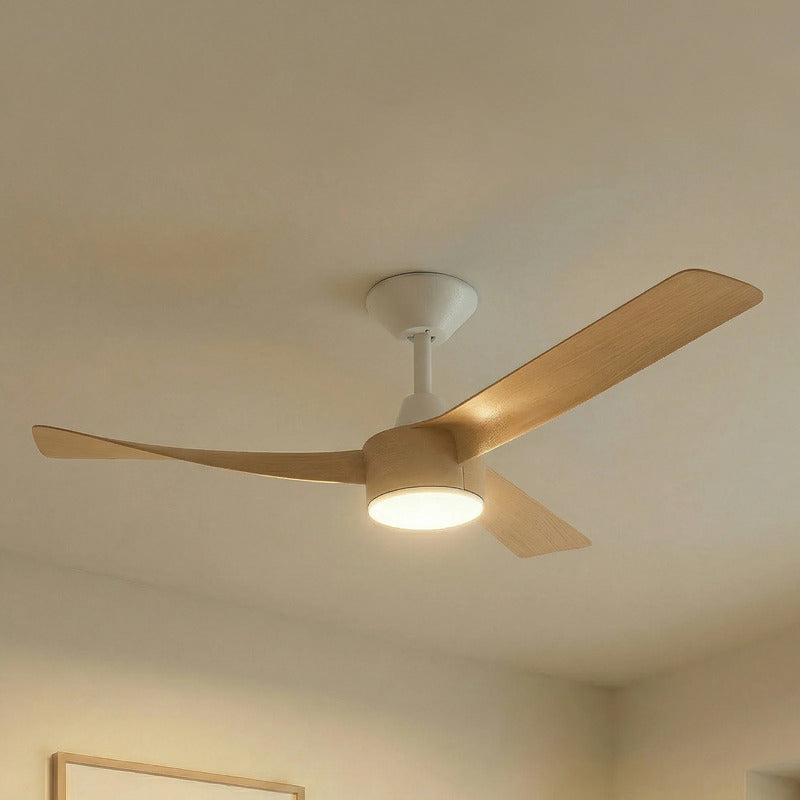 Lucande Deckenventilator Airona LED Ventilator dimmbar leise Eiche weiß 95x95cm - 4255830911781