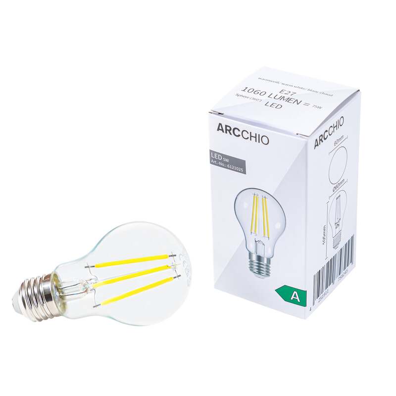 Arcchio LED Lampe E27 Filament 5W warmweiß 2700K klar 1060 Lumen 320° - 4251911758245